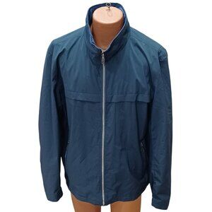 London Fog Mens Stretch Jacket XL Navy Blue Polyester Zipper Pockets Mesh Lining